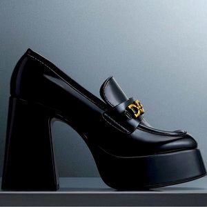 Metallic Accent Platform Loafers - Black Box: CHARLES & KEITH